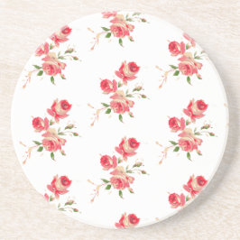 Posavasos suave y delicada rosa y rosa rojo elegante floral