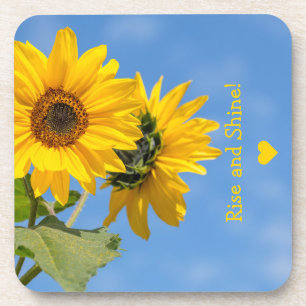 Posavasos Subir foto de texto de lindos girasoles de buenos