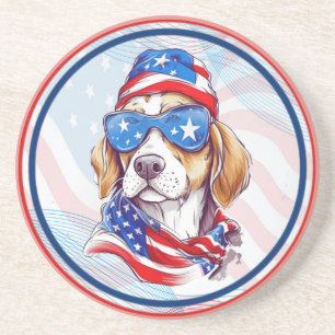 Posavasos Sublimación de perro del 4 de julio-66361