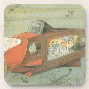 Posavasos Submarino Steampunk de Ciencia Ficción Antiguo en 