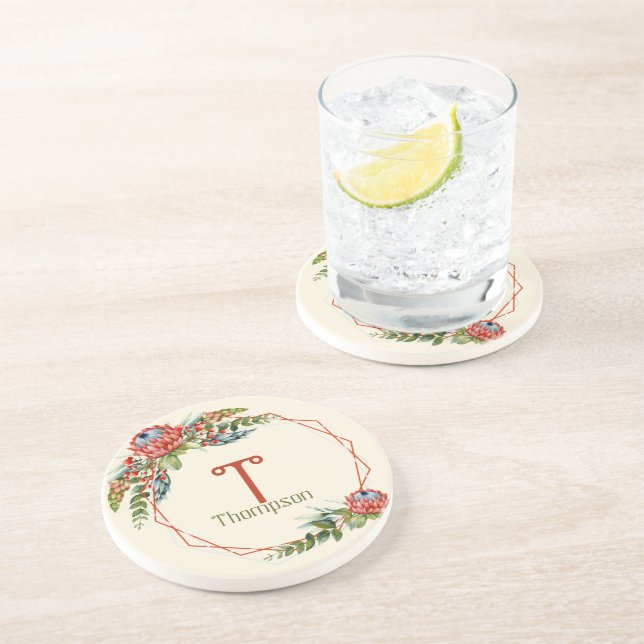 Posavasos Suculenta Floral Naranja  (Lado)
