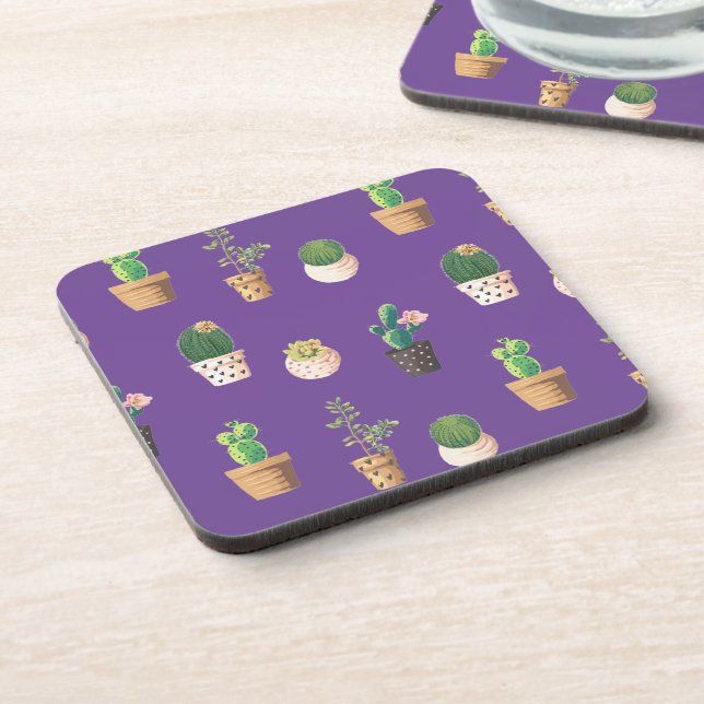 Posavasos Suculento cactus de postre verde en macetas (Lado Izquierdo)