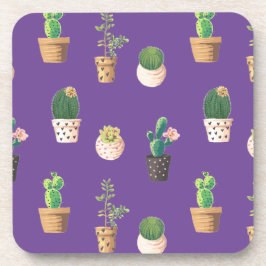 Posavasos Suculento cactus de postre verde en macetas
