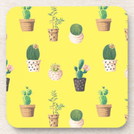 Posavasos Suculento cactus de postre verde en macetas