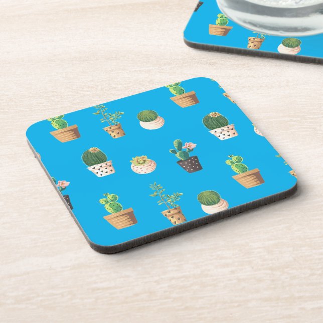 Posavasos Suculento cactus de postre verde en macetas (Lado Izquierdo)