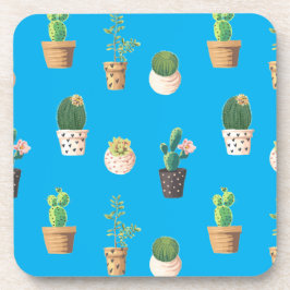 Posavasos Suculento cactus de postre verde en macetas