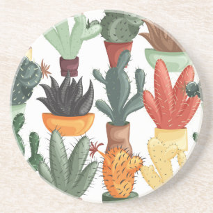 Posavasos Suculentos, cactús: lindo patrón floral.