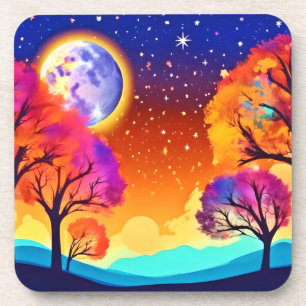 Posavasos Sueño de otoño iluminado por la luna