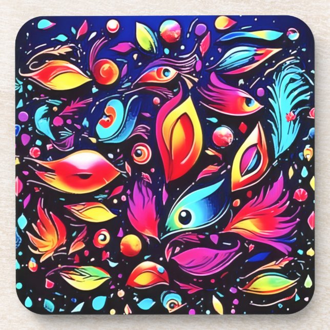 Posavasos Sueño de pluma psicodélica (Frente)