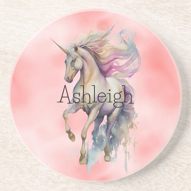 Posavasos Sueño rosa de unicornio (Frente)
