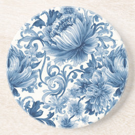Posavasos Sueños Azules | Chinoiserie Acuarela Floral Blanco