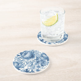 Posavasos Sueños Azules | Chinoiserie Acuarela Floral Blanco
