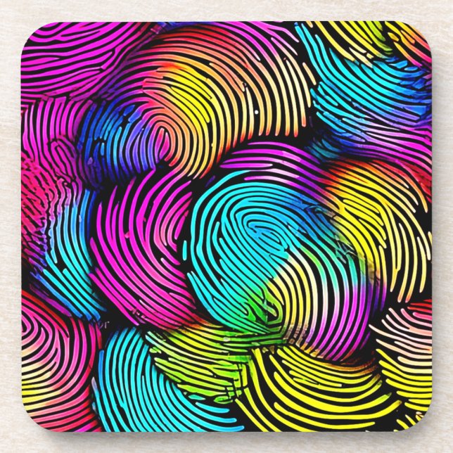 Posavasos Sueños de Huella Dactilar Arcoíris (Frente)