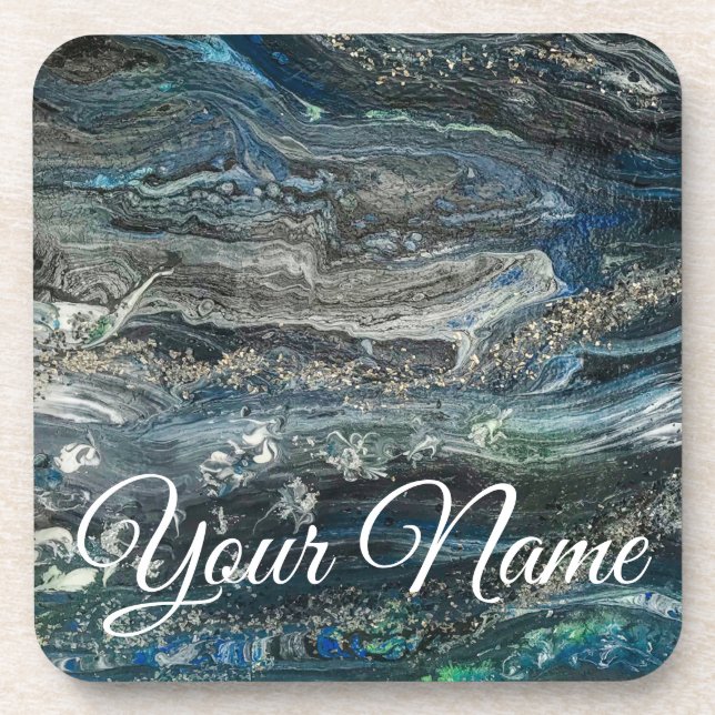 Posavasos Sueños de la pintura abstracta oceánica (Frente)