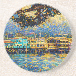 Posavasos Sueños dorados de Klimt en el puerto de Monterey