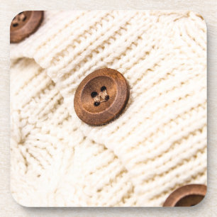 Posavasos Suéter de punto de cable acogedor botón de madera