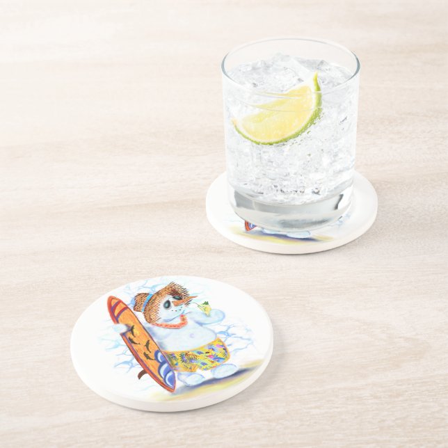 Posavasos Summer Coaster Snowman Surfer (Lado)