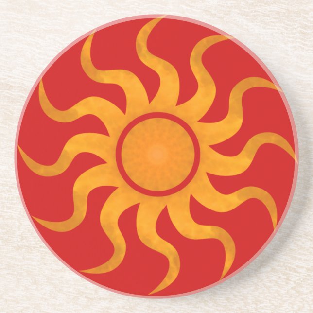 Posavasos Sun Coaster 6 - Fondo rojo (Frente)