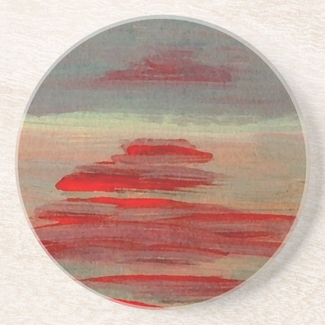 Posavasos Sun en el paisaje marino de la salida del sol de (Frente)