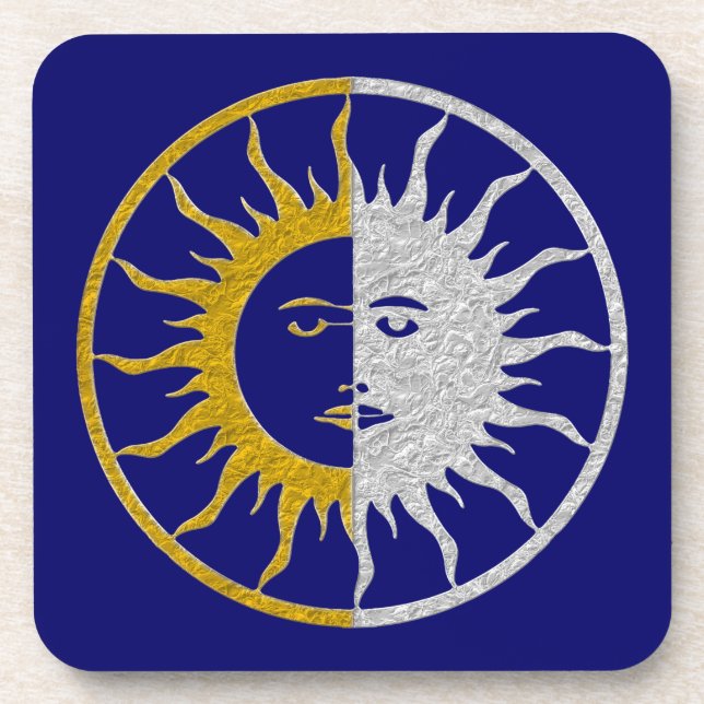Posavasos SUN & MOON Symbol - plata dorada (Frente)