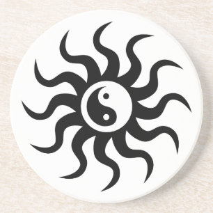Posavasos Sun-Negro azteca/blanco de Yin-Yang
