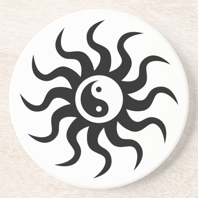 Posavasos Sun-Negro azteca/blanco de Yin-Yang (Frente)