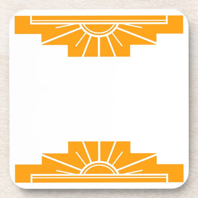 Posavasos Sunburst Art Deco en amarillo dorado (Frente)