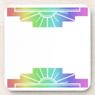 Posavasos Sunburst Art Deco en arcoiris suave