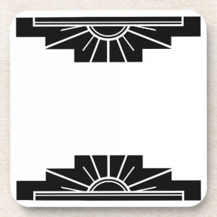 Posavasos Sunburst Art Deco en negro