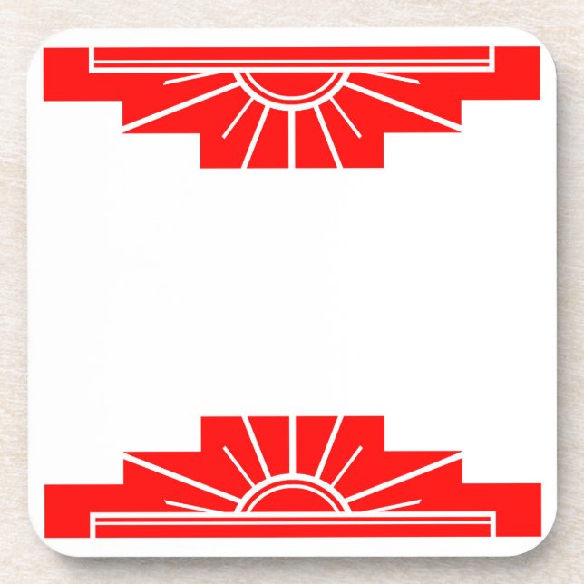 Posavasos Sunburst Art Deco en rojo brillante (Frente)