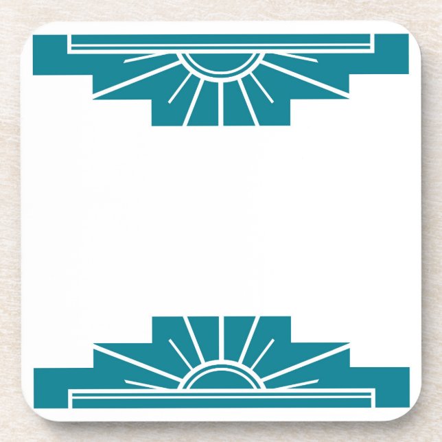 Posavasos Sunburst Art Deco en Verde azulado (Frente)