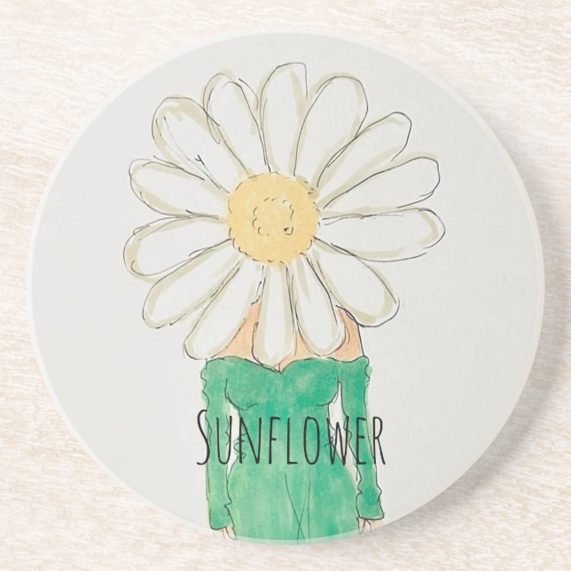 Posavasos Sunflower Girl Green Dress (Frente)