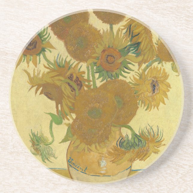 Posavasos Sunflowers, Still Life Oil Painting, Van Gogh (Frente)