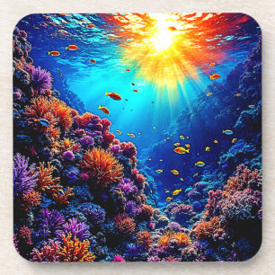 Posavasos Sunlit Coral Reef Wonderland