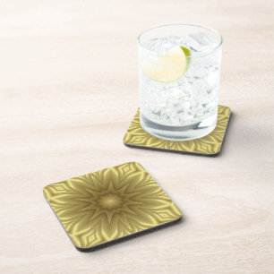 Posavasos Sunny Bliss: Plantilla floral dorada amarilla