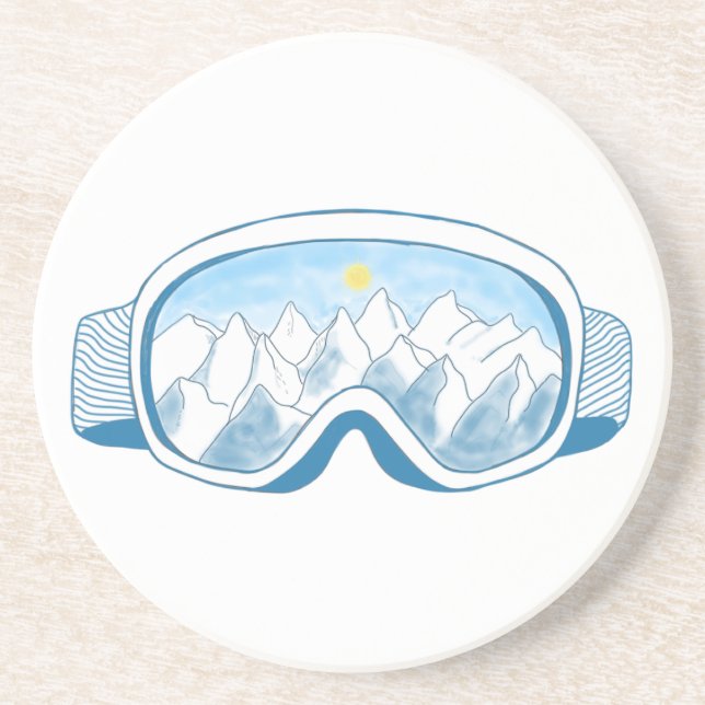 Posavasos Sunny Mountain Ski Goggles Ilustracion (Frente)