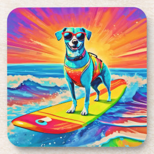 Posavasos Sunny Surfing Pup: Beach Bliss