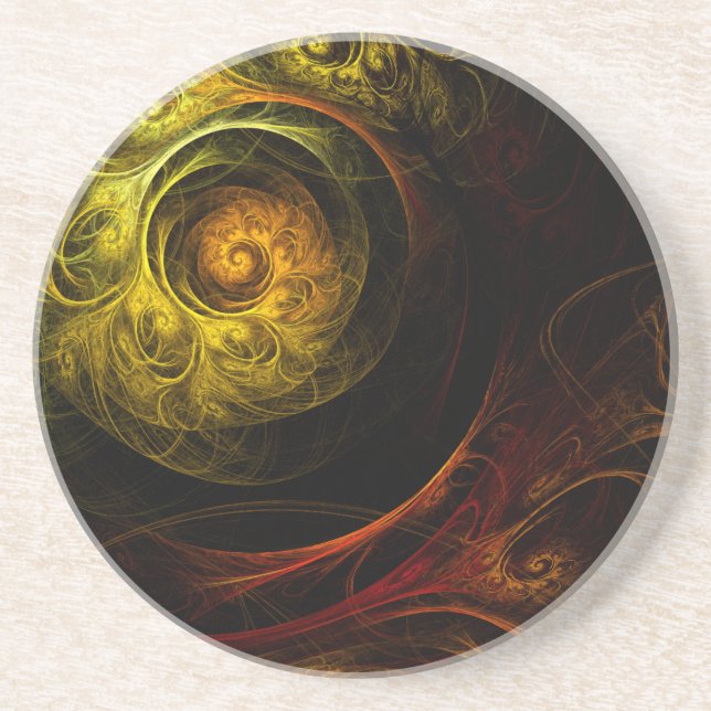 Posavasos Sunrise Floral Red Abstrace Art Sandstone Coaster (Frente)