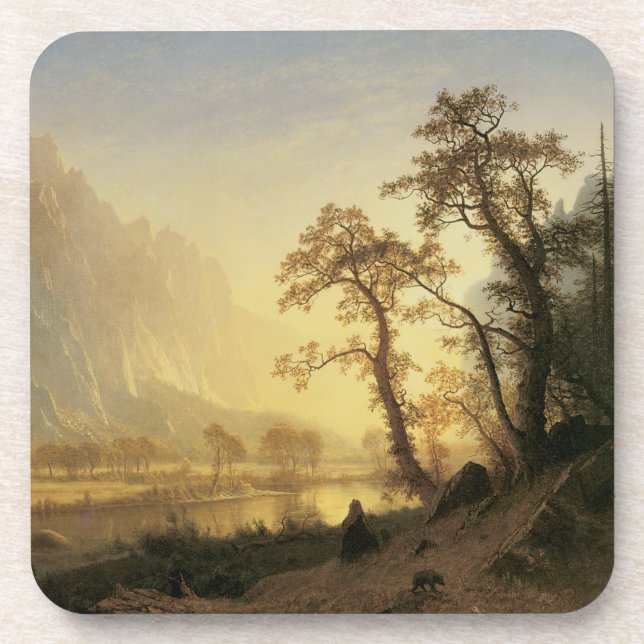Posavasos Sunrise, Yosemite Valley por Albert Bierstadt (Frente)