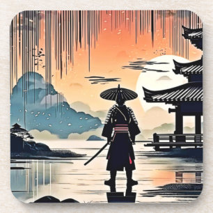 Posavasos Sunset de Samurai: Viaje reflexivo