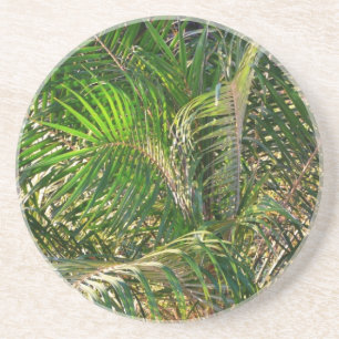 Posavasos Sunset Lit Palm Fronds Tropical