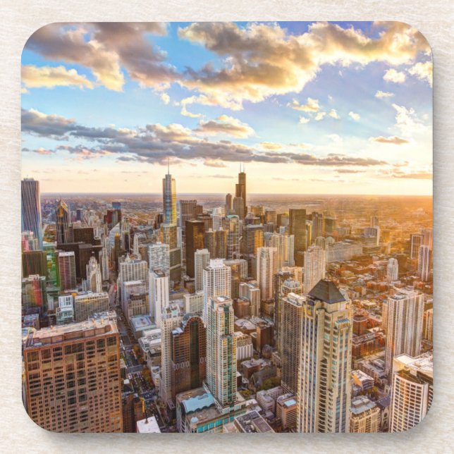 Posavasos Sunset Over Chicago (Frente)