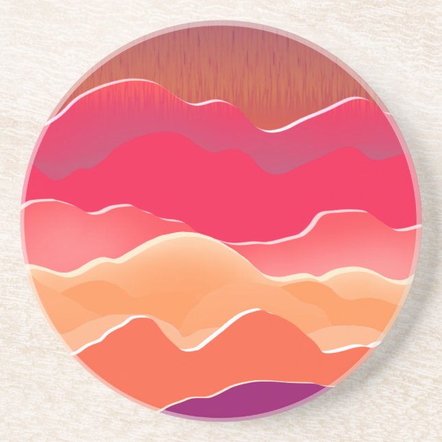Posavasos Sunset Peaks Moderno Paper Collage Art (Frente)