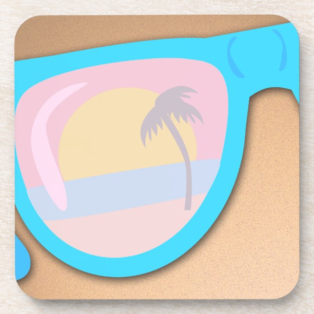 Posavasos Sunset Shore Gafas De Sol Awesome Retro Ilustracio (Frente)