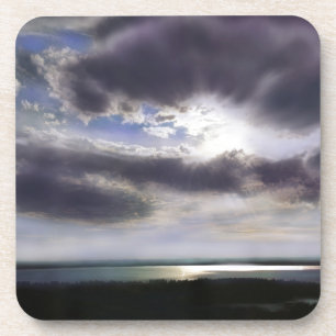 Posavasos Sunset sunrise lakeshline skyline ocean painting