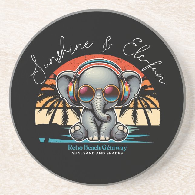 Posavasos Sunshine de primavera y Ele-fun Retro Beach Getawa (Frente)