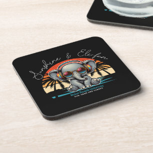 Posavasos Sunshine de primavera y Ele-fun Retro Beach Getawa