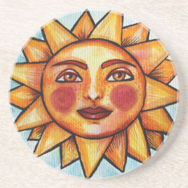 Posavasos Sunshine Sun Face en verano (Frente)