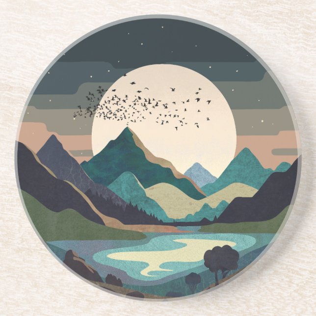 Posavasos Superluna En El Lago (Frente)