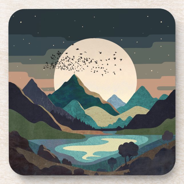 Posavasos Superluna En El Lago (Frente)